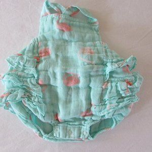Angel Dear Flamingo Ruffle Sunsuit Romper - 0-3 mo